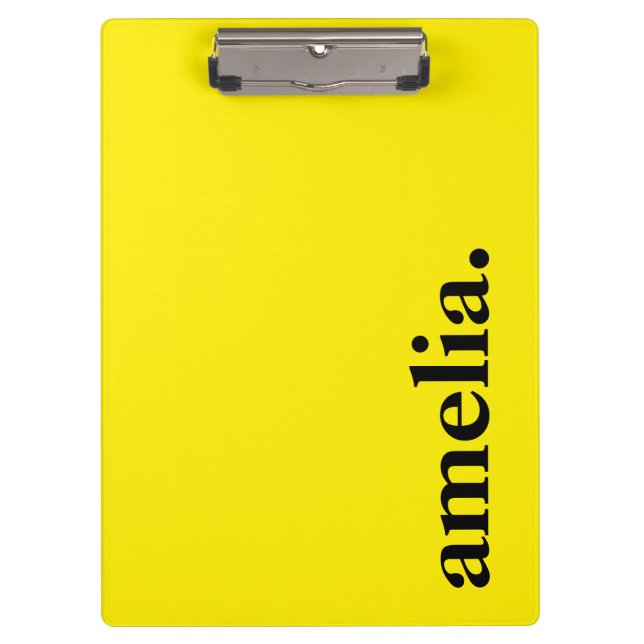 Pranchetas Nome Elegante de Cor Sólida Canário Amarelo (Frente)