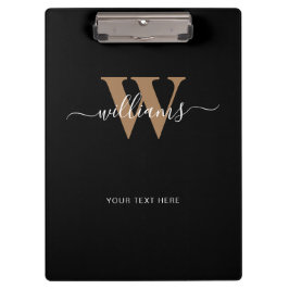 Pranchetas Nome Inicial do Script Dourado Preto do Monograma