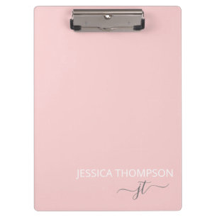 Pranchetas Nome Modern Blush Pink Girly Monograma