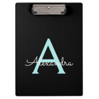 Nome Monograma Feminino Escrito em Azul Água Teal