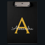 Pranchetas Nome Monograma Feminino Moderno Black Gold<br><div class="desc">Prancheta de Planejamento de Nome Monograma Preto e Dourado. Isso torna o presente perfeito para aniversário de 16 anos,  casamento,  chá de noiva,  aniversário de casamento,  chá de bebê ou despedida de solteira para alguém que ama luxo glamoroso e estilos chiques.</div>