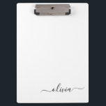 Pranchetas Nome Monograma Feminino Moderno Preto Branco Scrip<br><div class="desc">Prancheta de Planejamento de Nome Monograma Preto e Branco. Isso faz o presente perfeito de aniversário de 16 anos,  casamento,  chá de noiva,  aniversário,  chá de bebê ou festa de despedida de solteira para alguém que ama luxo glamoroso e estilos chiques.</div>