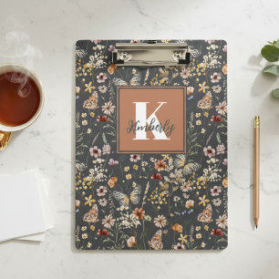 Pranchetas Nome Monograma Floral Boho Moderno