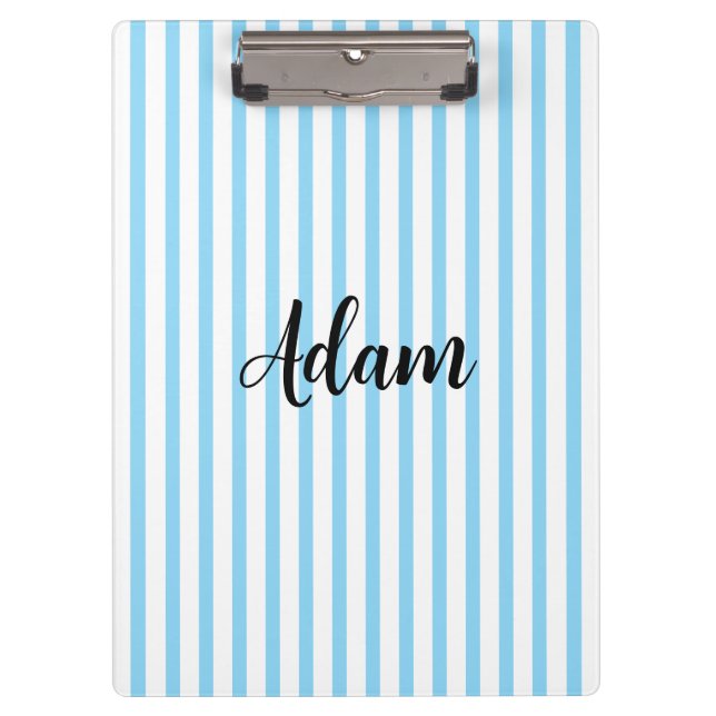 Pranchetas Nome Personalizado com Faixa Azul Branco e Letra M (Frente)