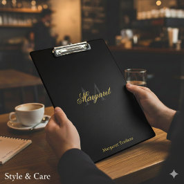 Pranchetas Nome Personalizado com Monograma Elegante Preto