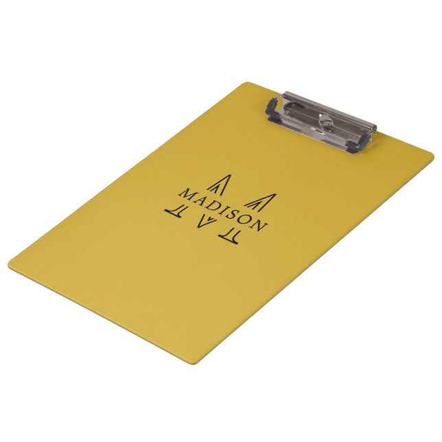Pranchetas Nome Personalizado com Monograma M Dourado Profiss (Inclinado)