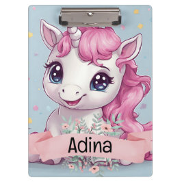 Pranchetas Nome Personalizado do Baby Unicorn Stars Rosa Mági