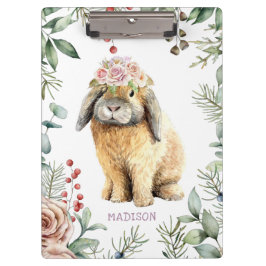Pranchetas Nome Personalizado do Coelho Floral de Coelho de W