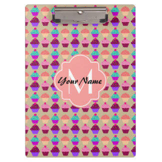 Pranchetas Nome Personalizado do Cupcake Coral, Monograma Per