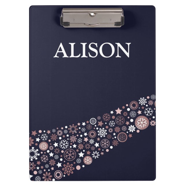 Pranchetas Nome personalizado flocos de neve de inverno de na (Frente)