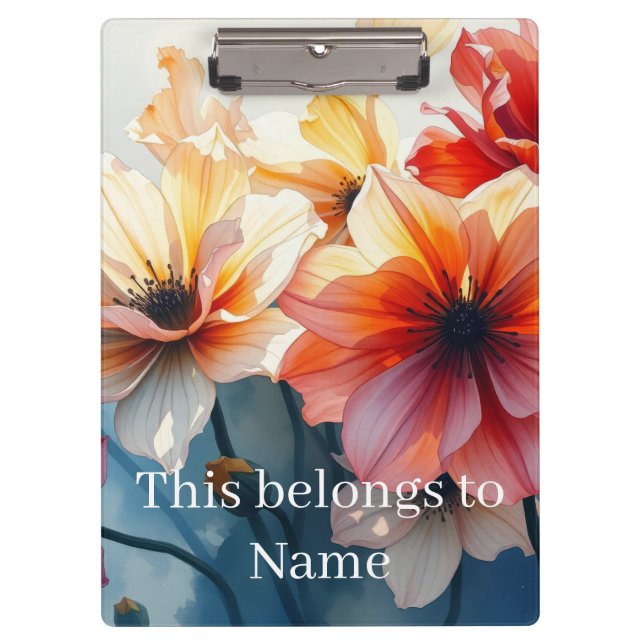 Pranchetas Nome Personalizado Flor (Frente)