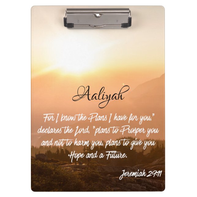 Pranchetas Nome Personalizado - Jeremiah 29:11 Sunrise (Frente)
