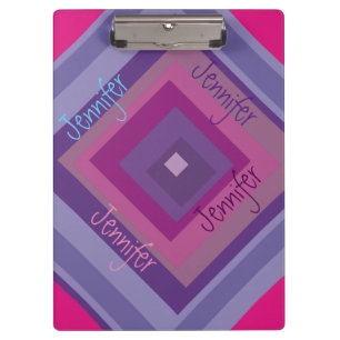 Pranchetas Nome Pink Roxo Diamond Padrão Asimétrico