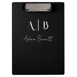 Pranchetas Nome preto das Iniciais do Monograma Personalizado