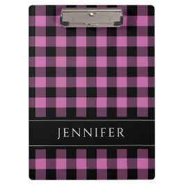 Pranchetas Nome Xadrez de Peças Rosa e Preta Padrão Gingham