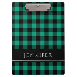 Pranchetas Nome Xadrez Verde e Preto no Estilo Gingham Quadri