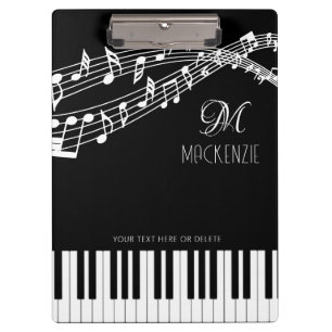 Pranchetas Notas de Música Nome do Monograma do Piano