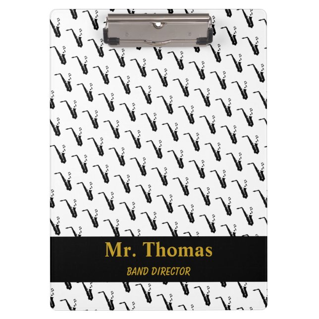 Pranchetas Notas de música saxofônicas brancas personalizadas (Frente)