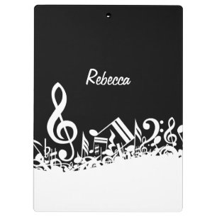Pranchetas Notas musicais misturadas brancas personalizadas