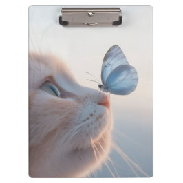 Pranchetas Notebook espiral de borboleta azul e gato adorável