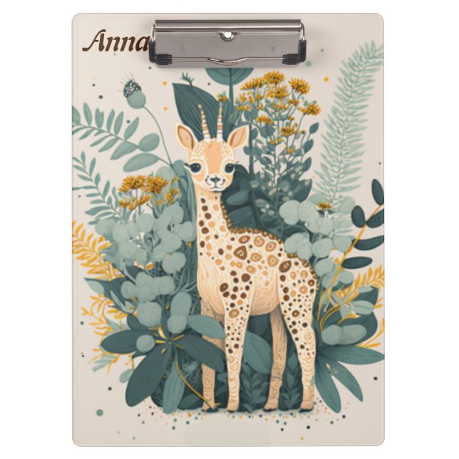 Pranchetas Notebook floral girafa bonito (Frente)