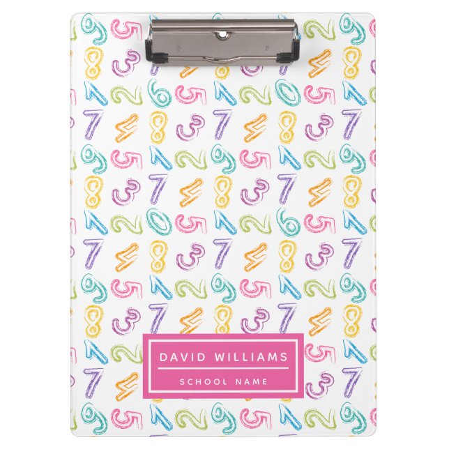 Pranchetas Número Colorido Bonito Nome de Padrão de Crianças (Frente)