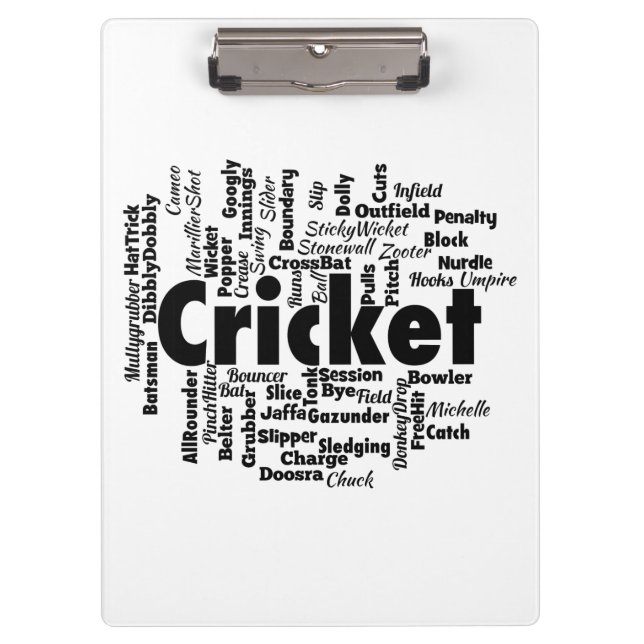 Pranchetas Nuvem do Word do Cricket (Frente)