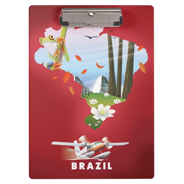 Pranchetas O Brasil Ilustrou poster de viagens. (Frente)