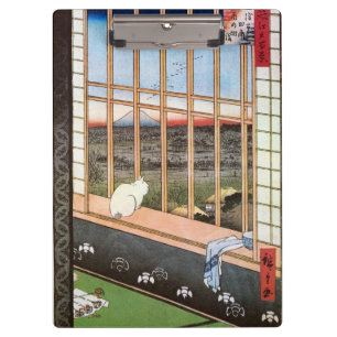 Pranchetas O gato branco senta-se pela janela, Utagawa