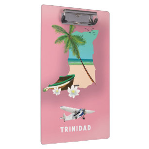 Pranchetas O mapa de Trinidad ilustrou o poster de viagens.