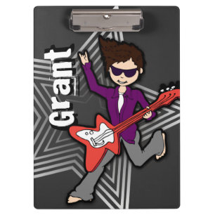 Pranchetas O menino rockstar cinzento da guitarra adiciona