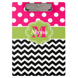 Pranchetas O rosa verde pontilha Chevron personalizado