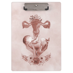 Pranchetas Ob/Gyn Parteira Floral Infância Cervix Ovários