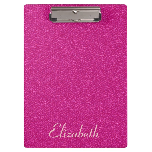 Pranchetas Olhar de couro cor-de-rosa nome personalizado (Frente)