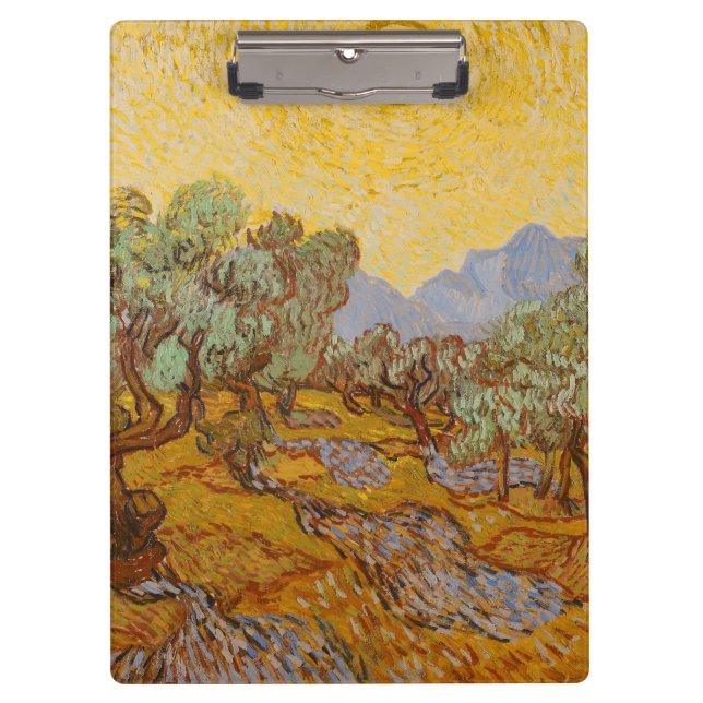 Pranchetas Oliveiras de Van Gogh Sol Amarelo Céu (Frente)
