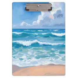 Pranchetas Ondas do Oceano Azul | Aquarela do Mar da Praia 