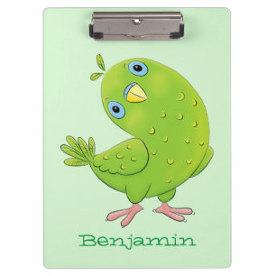 Pranchetas Óptica de desenho animado de periquito, verde e bo