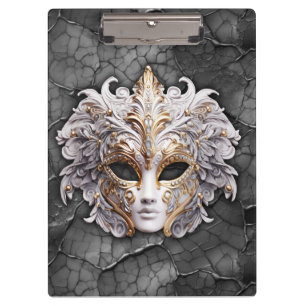 Pranchetas Ornamentado Dourado/Detalhes Brancos da Cinza Marb