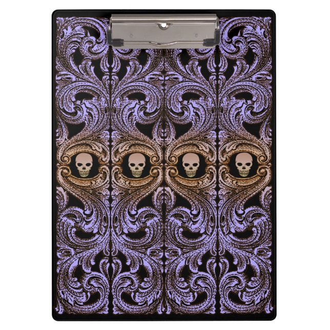 Pranchetas Ornamento Roxo gótico Com Crânio (Frente)