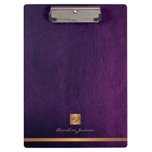 Pranchetas Ouro de couro roxo elegante e elegante, monograma