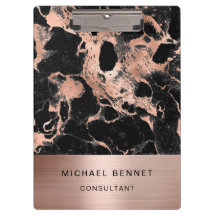 Ouro Rosa Metal Negro Mármore Consultor Negócios