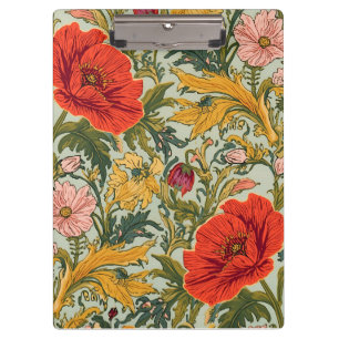 Pranchetas Padrão Art Nouveau Floral Papoulas de William Morr