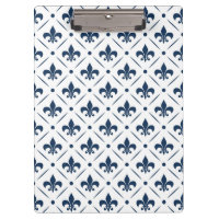 Padrão azul escuro Fleur De Lis sobre fundo branco
