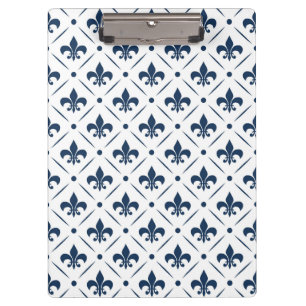Pranchetas Padrão azul escuro Fleur De Lis sobre fundo branco