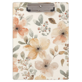 Pranchetas Padrão Botânico de Aquarela Floral Bege Pêssego
