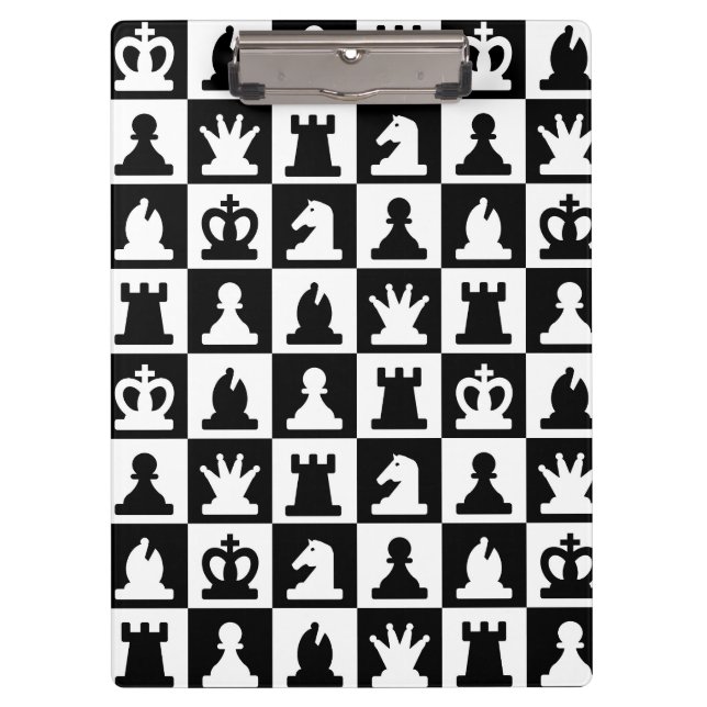 Pranchetas Padrão clássico de tabuleiro preto e branco (Frente)