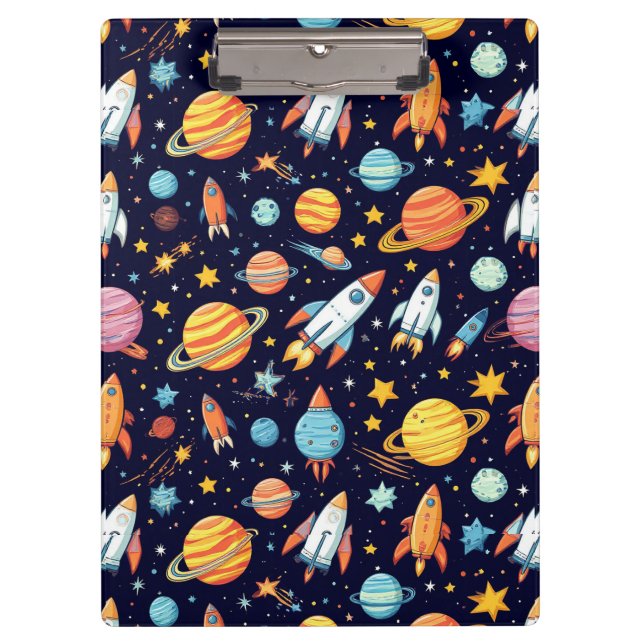 Pranchetas Padrão Colorido de Exploração Espacial (Frente)