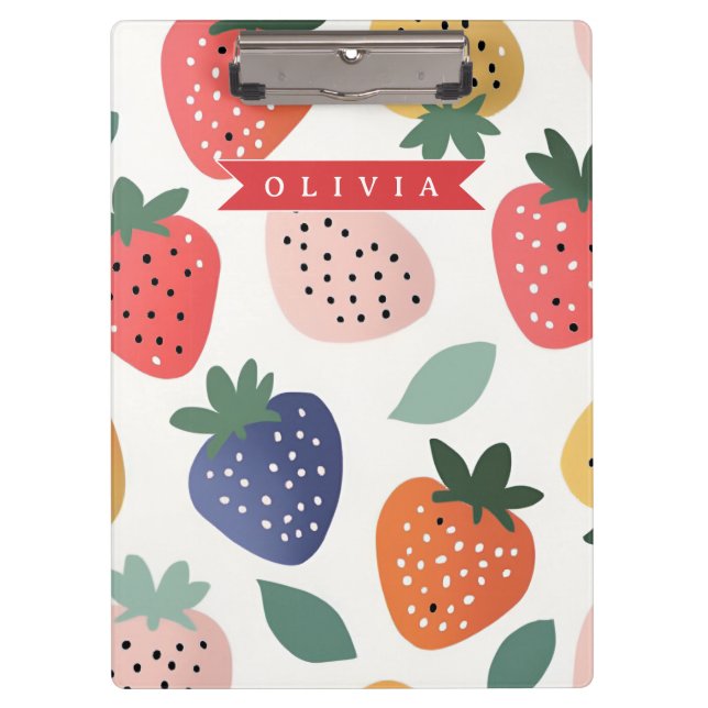 Pranchetas Padrão Colorido de Morango de Verão Personalizado (Frente)