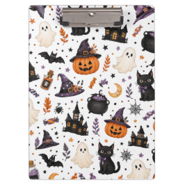 Pranchetas Padrão contínuo de Halloween fofo com gatos pretos