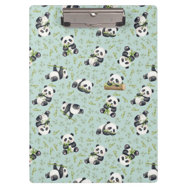 Pranchetas Padrão contínuo de Panda Fofo e Bambu (Frente)